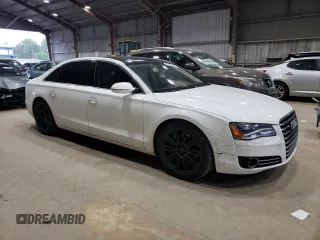 2014 Audi A8 4.0T with VIN WAUR2AFD1EN005555, listed as a Copart auction lot 55664075 with 170,188 mi miles and Salvage title. Bid and sale history available at DreamBid. Image 4.