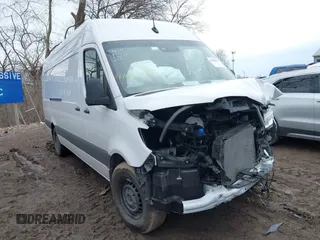 2024 Mercedes-Benz Sprinter Cargo with VIN W1Y4NDHYXRP739025, listed as a IAAI auction lot 41667576 with 12,431 mi miles and . Bid and sale history available at carsss.com. Image 1.