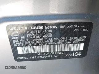 2021 Mitsubishi Mirage G4 ES with VIN ML32FUFJ0MHF00607, listed as a IAAI auction lot 41448300 with 30,045 mi miles. Bid and sale history available at carsss.com. Image 9.
