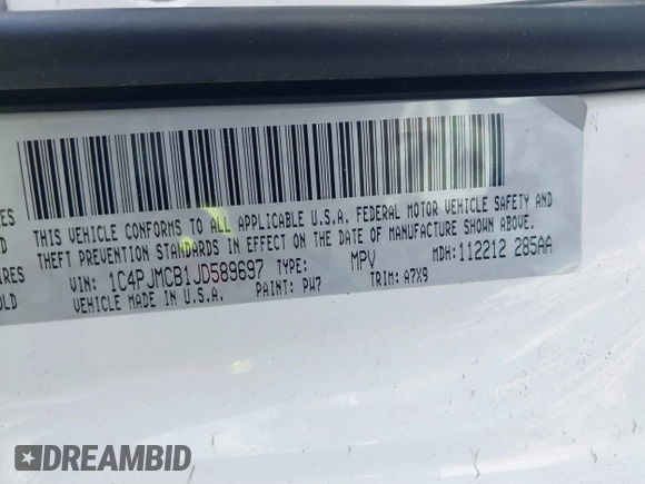 2018 Jeep Cherokee Latitude z VIN 1C4PJMCB1JD589697, wystawiony jako IAAI lot #41541689 z przebiegiem 131 694 mil mil oraz . Historia ofert i sprzedaży dostępna na DreamBid. Obrazek 9.