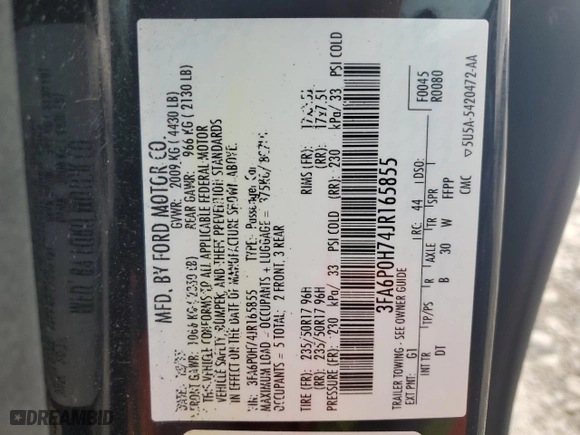 2018 Ford Fusion SE with VIN 3FA6P0H74JR165855, listed as a Copart auction lot 47178175 with 66,618 mi miles and Salvage Title. Bid and sale history available at carsss.com. Image 14.