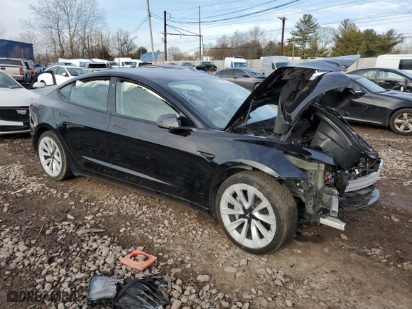2022 Tesla Model 3 with VIN 5YJ3E1EA3NF288398, listed as a Copart auction lot 46535375 with 89,968 mi miles and Salvage Title. Bid and sale history available at carsss.com. Image 4.