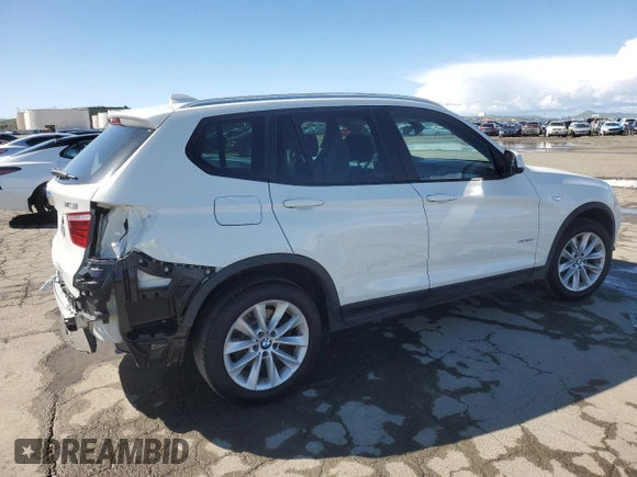 2017 BMW X3 sDrive28i with VIN 5UXWZ7C54H0U47165, listed as a Copart auction lot 49255465 with 57,242 mi miles and Salvage Title. Bid and sale history available at DreamBid. Image 3.