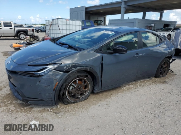 2024 Toyota Prius LE with VIN JTDACAAUXR3023011, listed as a Copart auction lot 61337595 with 25,660 mi miles and Non repairable. Bid and sale history available at DreamBid. Image 1.