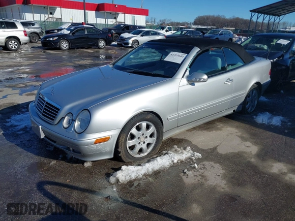 2002 Mercedes-Benz CLK 320/430 with VIN WDBLK65G82T102405, listed as a IAAI auction lot 41225601 with 63,800 mi miles and . Bid and sale history available at DreamBid. Image 19.