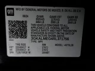 2024 GMC Terrain SLE with VIN 3GKALMEG4RL371756, listed as a Copart auction lot 54136285 with 18,706 mi miles and Clean Title. Bid and sale history available at carsss.com. Image 13.