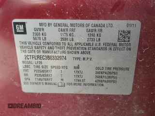 2011 GMC Terrain SLE-1 z VIN 2CTFLREC3B6332974, wystawiony jako Copart lot #49844245 z przebiegiem 213 348 mil mil oraz Szkoda całkowita • Salvage title. Historia ofert i sprzedaży dostępna na DreamBid. Obrazek 13.