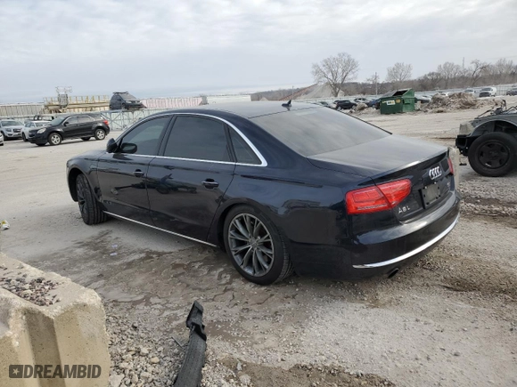 2012 Audi A8 L with VIN WAURVAFD7CN002051, listed as a Copart auction lot 42104235 with 141,489 mi miles and Salvage Title. Bid and sale history available at carsss.com. Image 2.