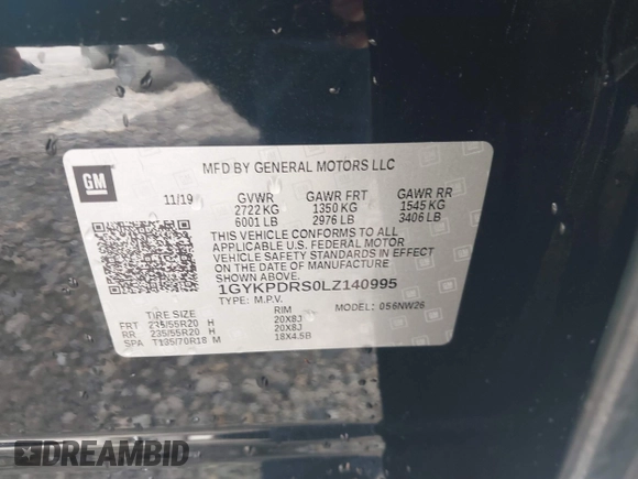 2020 Cadillac XT6 AWD Premium Luxury with VIN 1GYKPDRS0LZ140995, listed as a IAAI auction lot 41881265 with 46,375 mi miles and . Bid and sale history available at DreamBid. Image 9.