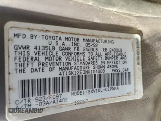 1992 Toyota Camry LE with VIN 4T1SK12E3NU104088, listed as a Copart auction lot 47496735 with 174,957 mi miles and Salvage Title. Bid and sale history available at carsss.com. Image 14.