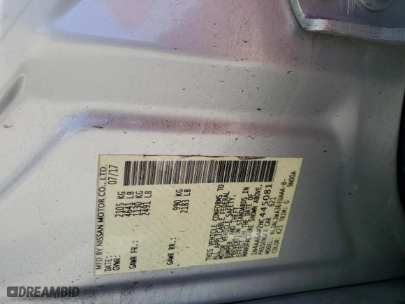 2017 Nissan Maxima SV with VIN 1N4AA6AP2HC445081, listed as a Copart auction lot 43559775 with 128,601 mi miles and Salvage Title. Bid and sale history available at carsss.com. Image 12.