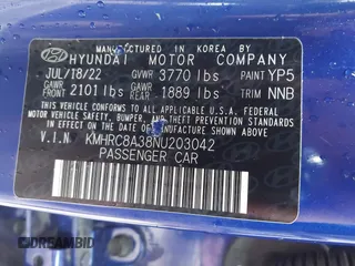 2022 Hyundai Venue Limited с VIN KMHRC8A38NU203042, выставлен на аукционе IAAI как лот 42159497 с пробегом 42 337 миль миль и . История ставок и продаж доступна на DreamBid. Изображение 9.