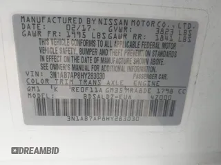 2017 Nissan Sentra SV with VIN 3N1AB7AP8HY283030, listed as a IAAI auction lot 42167433 with 118,256 mi miles and . Bid and sale history available at DreamBid. Image 9.