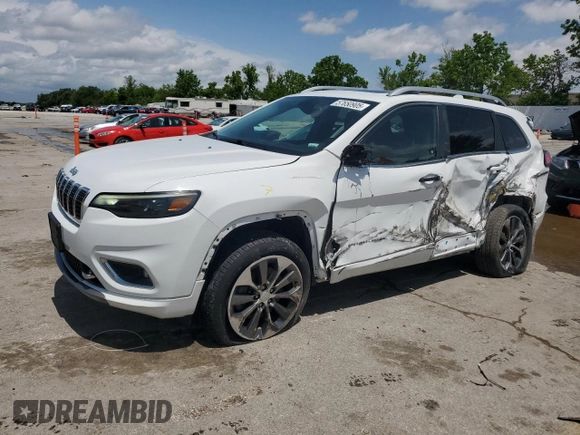 2019 Jeep Cherokee Overland with VIN 1C4PJMJN3KD123879, listed as a Copart auction lot 57650905 with 77,962 mi miles and Salvage title. Bid and sale history available at DreamBid. Image 1.