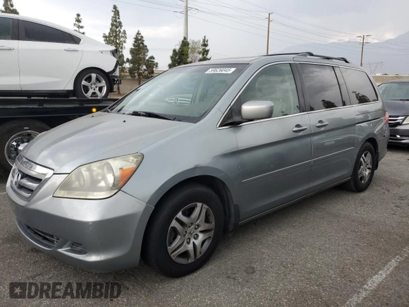 2007 Honda Odyssey EX-L z VIN 5FNRL38637B004323, wystawiony jako Copart lot #59626045 z przebiegiem 178 069 mil mil oraz Szkoda całkowita • Salvage title. Historia ofert i sprzedaży dostępna na DreamBid. Obrazek 1.