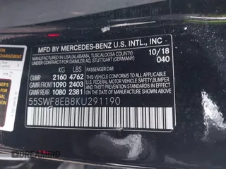 2019 Mercedes-Benz C 300 with VIN 55SWF8EB8KU291190, listed as a IAAI auction lot 41900184 with 48,541 mi miles and . Bid and sale history available at DreamBid. Image 9.