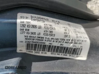 2005 Chrysler Pacifica с VIN 2C8GF78405R339494, выставлен на аукционе Copart как лот 57204005 с пробегом 178 290 миль миль и Списание • Salvage title. История ставок и продаж доступна на DreamBid. Изображение 13.