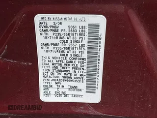 2006 Nissan Murano S z VIN JN8AZ08W66W535315, wystawiony jako IAAI lot #42353010 z przebiegiem 111 708 mil mil oraz . Historia ofert i sprzedaży dostępna na DreamBid. Obrazek 9.