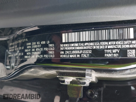 2018 Jeep Renegade Altitude with VIN ZACCJBBB8JPJ33232, listed as a IAAI auction lot 42365996 with 45,423 mi miles and . Bid and sale history available at DreamBid. Image 9.