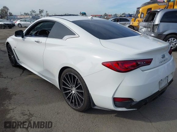 2018 Infiniti Q60 Luxe with VIN JN1CV7EK6JM200248, listed as a IAAI auction lot 41383059 with 55,459 mi miles and . Bid and sale history available at carsss.com. Image 3.