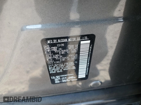 2021 Nissan Armada SL with VIN JN8AY2BB5M9790943, listed as a Copart auction lot 68871694 with 64,539 mi miles and Salvage Title. Bid and sale history available at carsss.com. Image 13.