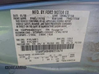 2008 Ford Focus S with VIN 1FAHP34N48W255674, listed as a IAAI auction lot 42137253 with 86,489 mi miles. Bid and sale history available at carsss.com. Image 9.
