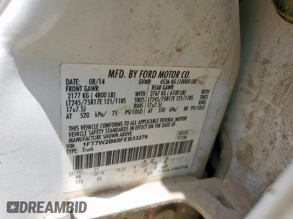 2015 Ford F-250 Lariat with VIN 1FT7W2B65FEB33276, listed as a Copart auction lot 61392365 with 193,284 mi miles and Clean title. Bid and sale history available at DreamBid. Image 12.