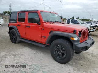 2022 Jeep Wrangler Unlimited Sport S with VIN 1C4HJXDG5NW200568, listed as a Copart auction lot 84410364 with 27,481 mi miles and Salvage Title. Bid and sale history available at carsss.com. Image 4.