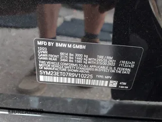 2024 BMW X6 M with VIN 5YM23ET07R9V10225, listed as a IAAI auction lot 40971354 with 1 mi miles. Bid and sale history available at carsss.com. Image 9.
