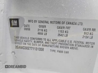 2007 Buick LaCrosse CX with VIN 2G4WC582771131358, listed as a IAAI auction lot 42231899 with 111,437 mi miles and . Bid and sale history available at DreamBid. Image 9.