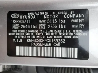 2012 Hyundai Genesis 5.0L with VIN KMHGC4DH9CU169262, listed as a Copart auction lot 80019364 with 0 mi miles and Non Repairable. Bid and sale history available at carsss.com. Image 13.