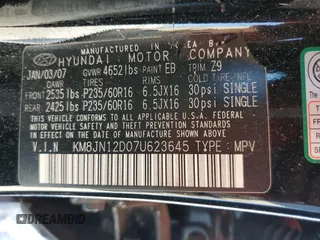 2007 Hyundai Tucson SE with VIN KM8JN12D07U623645, listed as a Copart auction lot 43242735 with 146,102 mi miles and Salvage Title. Bid and sale history available at carsss.com. Image 13.