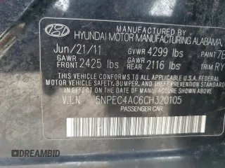 2012 Hyundai Sonata Limited with VIN 5NPEC4AC6CH320105, listed as a Copart auction lot 45430715 with 171,549 mi miles and Salvage Title. Bid and sale history available at carsss.com. Image 13.