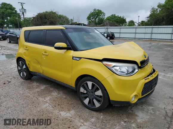 2014 Kia Soul + with VIN KNDJX3A50E7043571, listed as a Copart auction lot 53580215 with Not Provided miles and Salvage Title. Bid and sale history available at DreamBid. Image 4.
