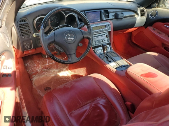 2005 Lexus SC 430 with VIN JTHFN48Y950061947, listed as a Copart auction lot 57050065 with 106,778 mi miles and Salvage title. Bid and sale history available at DreamBid. Image 8.