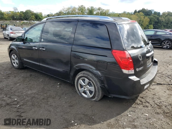 2007 Nissan Quest S with VIN 5N1BV28U37N120848, listed as a Copart auction lot 73304414 with 91,414 mi miles and Salvage Title. Bid and sale history available at carsss.com. Image 2.