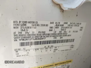 2018 Ford Expedition Max XLT с VIN 1FMJK1JT3JEA42417, выставлен на аукционе IAAI как лот 42210512 с пробегом 94 062 миль миль и . История ставок и продаж доступна на DreamBid. Изображение 9.