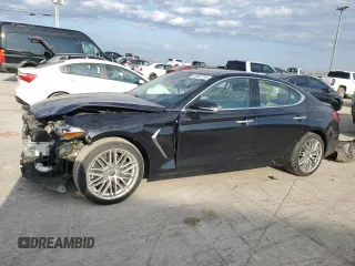 2021 Genesis G70 2.0T with VIN KMTG34LA5MU074208, listed as a Copart auction lot 46582154 with 45,911 mi miles. Bid and sale history available at carsss.com. Image 1.