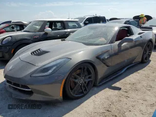 2015 Chevrolet Corvette Z51 3LT with VIN 1G1YM2D79F5107403, listed as a Copart auction lot 76190254 with 0 mi miles and Salvage Title. Bid and sale history available at carsss.com. Image 1.