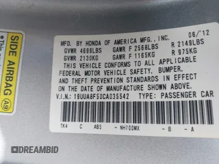 2012 Acura TL Technology z VIN 19UUA8F50CA035542, wystawiony jako IAAI lot #42158889 z przebiegiem 178 911 mil mil oraz . Historia ofert i sprzedaży dostępna na DreamBid. Obrazek 9.