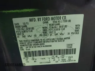 2012 Ford F-150 XL with VIN 1FTFX1ET4CFA39058, listed as a IAAI auction lot 42214755 with 94,979 mi miles and . Bid and sale history available at DreamBid. Image 9.