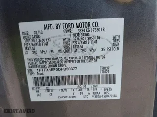 2013 Ford F-150 XL with VIN 1FTFX1EF0DFB50377, listed as a IAAI auction lot 41715031 with NaN miles. Bid and sale history available at carsss.com. Image 9.