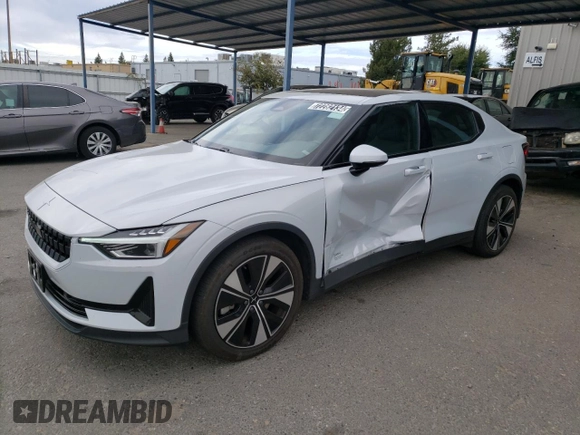 2023 Polestar 2 with VIN YSMEG3KA7PL131058, listed as a Copart auction lot 72282134 with 38,236 mi miles and Salvage Title. Bid and sale history available at carsss.com. Image 1.
