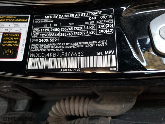 2018 Mercedes-Benz GLC with VIN WDC0J4KB7JF466682, listed as a Copart auction lot 45630865 with 106,148 mi miles and Salvage Title. Bid and sale history available at carsss.com. Image 13.