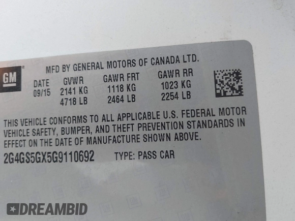 2016 Buick Regal Premium II with VIN 2G4GS5GX5G9110692, listed as a IAAI auction lot 41905898 with 53,337 mi miles. Bid and sale history available at carsss.com. Image 9.