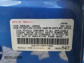 2011 Mitsubishi Lancer ES with VIN JA32U2FU9BU010569, listed as a Copart auction lot 76835094 with 184,796 mi miles and Salvage Title. Bid and sale history available at DreamBid. Image 12.
