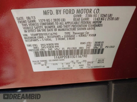 2014 Ford Taurus SEL with VIN 1FAHP2E81EG116790, listed as a IAAI auction lot 41995975 with 131,179 mi miles. Bid and sale history available at carsss.com. Image 9.