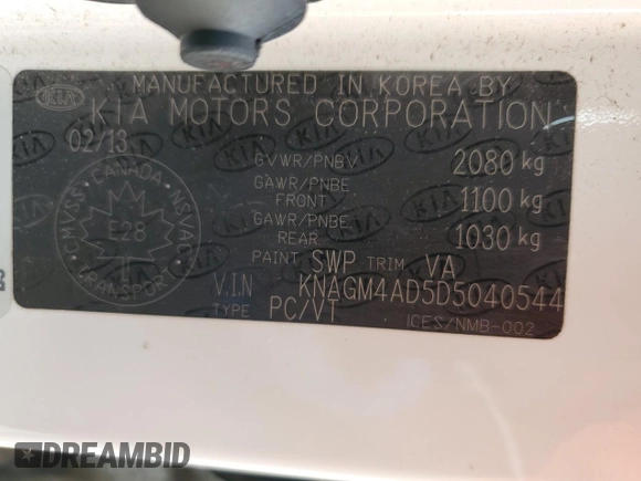 2013 Kia Optima Hybrid LX with VIN KNAGM4AD5D5040544, listed as a Copart auction lot 76875394 with 233,185 mi miles and Salvage Title. Bid and sale history available at carsss.com. Image 13.
