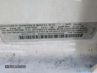 2007 Volkswagen Jetta 2.5 с VIN 3VWSF71K67M033668, выставлен на аукционе IAAI как лот 41701393 с пробегом 227 027 миль миль и . История ставок и продаж доступна на DreamBid. Изображение 9.