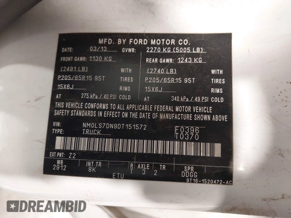 2013 Ford Transit Connect XLT with VIN NM0LS7DN9DT151572, listed as a IAAI auction lot 42133352 with 168,349 mi miles and . Bid and sale history available at DreamBid. Image 9.